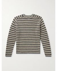 AURALEE - Striped Shetland Wool And Cashmere-Blend Sweater - Lyst