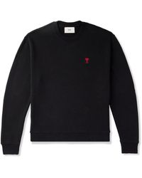 Ami Paris - Ami De Coeur Logo-Embroidered Cotton-Blend Jersey Sweatshirt - Lyst