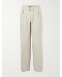 STÒFFA - Striaght-leg Pleated Wool-flannel Drawstring Trousers - Lyst