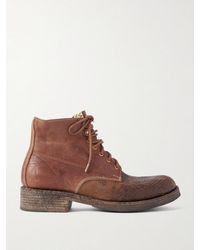 Visvim - Virgil Distressed Leather Lace-Up Boots - Lyst