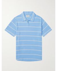 Oliver Spencer - Hawthorn Striped Waffle-knit Stretch-cotton And Modal-blend Polo Shirt - Lyst