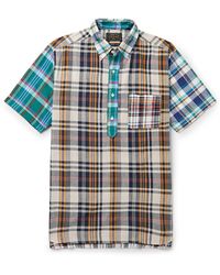 Beams Plus - Throwing Fits Button-down Collar Checked Slub Cotton Half-placket Shirt - Lyst