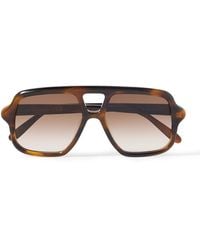 Loewe - Slim Havana Rectangular Acetate Sunglasses - Lyst