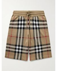 Burberry - Straight-leg Checked Birdseye Silk And Wool-blend Drawstring Shorts - Lyst