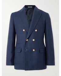 Brunello Cucinelli - Slim-Fit Double-Breasted Linen, Silk, Wool And Cotton-Blend Suit Jacket - Lyst