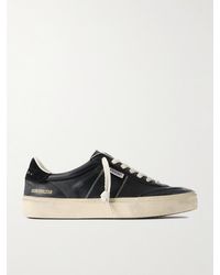 Golden Goose - Soul-Star Suede-Trimmed Distressed Leather Sneakers - Lyst