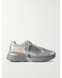 Golden Goose - Lightstar Rubber-Trimmed Metallic Leather And Mesh Sneakers - Lyst