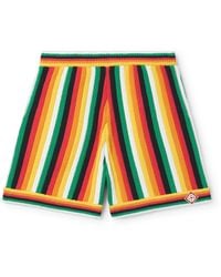 Casablancabrand - Straight-leg Logo-appliquéd Striped Cotton-blend Terry Shorts - Lyst