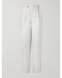 Brunello Cucinelli - Slim-fit Straight-leg Pleated Linen-twill Suit Trousers - Lyst