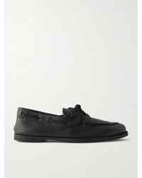 John Lobb - Foil Full-Grain Leather Boat Shoes - Lyst