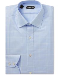 Tom Ford - Prince Of Wales Checked Cotton-poplin Shirt - Lyst