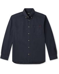A.P.C. - Mateo Button-Down Collar Logo-Embroidered Cotton-Twill Shirt - Lyst