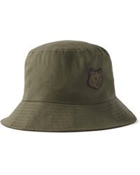 Maison Kitsuné - Logo-appliquéd Cotton-twill Bucket Hat - Lyst