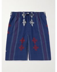 Kardo - Kobe Embroidered Striped Cotton Shorts - Lyst