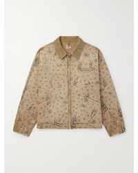 SAINT Mxxxxxx - Dr. Woo Corduroy-trimmed Distressed Printed Cotton-canvas Jacket - Lyst