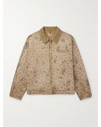 SAINT Mxxxxxx - Dr. Woo Corduroy-trimmed Distressed Printed Cotton-canvas Jacket - Lyst