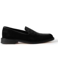 VINNY'S - Suede And Croc-effect Leather Loafers - Lyst