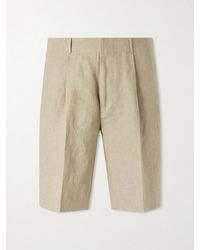 Slowear - Incotex Straight-Leg Pleated Linen Shorts - Lyst