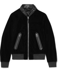 Tom Ford - Full-Grain Leather-Trimmed Velvet Bomber Jacket - Lyst