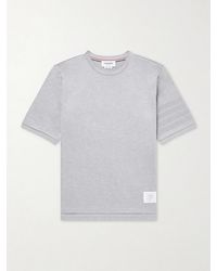 Thom Browne - Logo-appliquéd Striped Cotton-jersey T-shirt - Lyst