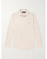 Polo Ralph Lauren - Logo-Embroidered Houndstooth Cotton-Jersey Shirt - Lyst