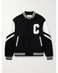Celine - Logo-Appliquéd Virgin Wool-Blend And Leather Varsity Jacket - Lyst