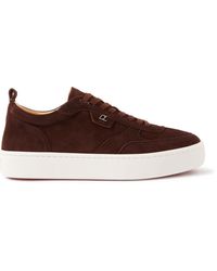 Christian Louboutin Happyrui Suede-trim Sneaker in Red for Men | Lyst