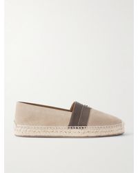 Christian Louboutin - Alfarica Logo-embellished Leather And Grosgrain-trimmed Suede Espadrilles - Lyst