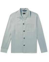Brioni - Camp-collar Silk And Linen-blend Twill Overshirt - Lyst