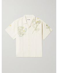 STORY mfg. - Greetings Embroidered Tie-dyed Cotton And Linen-blend Shirt - Lyst