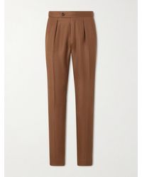 Slowear - Tapered Pleated Wool And Linen-blend Trousers - Lyst
