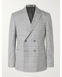 MR P. - Slim-Fit Double-Breasted Prince Of Wales Checked Wool-Flannel Suit Jacket - Lyst