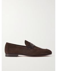 Tom Ford - Sean Textured Leather-trimmed Suede Loafers - Lyst