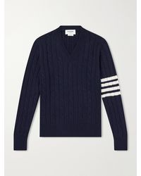 Thom Browne - 4-Bar Stripe Cable-Knit Cashmere Sweater - Lyst