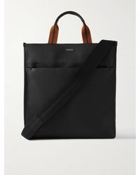 Zegna - Striped Webbing-trimmed Full-grain Leather Tote Bag - Lyst