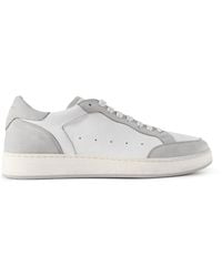 Officine Creative - The Answer 001 Distressed Suede-Trimmed Leather Sneakers - Lyst
