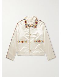 Bode - Candyfloss Embroidered Voile-Trimmed Satin Track Jacket - Lyst
