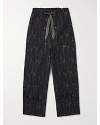 Kapital - Magpie Easy Straight-Leg Cotton-Jacquard Drawstring Trousers - Lyst