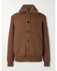 Tom Ford - Bouclé-Trimmed Ribbed Cashmere Cardigan - Lyst