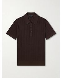 Tom Ford - Ribbed Cotton And Silk-blend Polo Shirt - Lyst