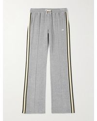 Celine - Straight-Leg Webbing-Trimmed Logo-Embroidered Cotton-Blend Velour Track Pants - Lyst