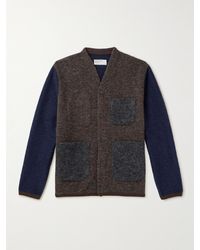 Universal Works - Colour-block Wool-blend Fleece Cardigan - Lyst