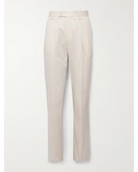 James Purdey & Sons - Straight-leg Pleated Cotton-blend Twill Trousers - Lyst