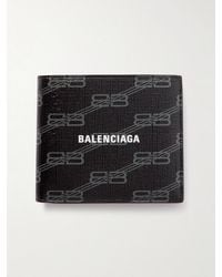 Balenciaga - Logo-Print Cross-Grain Leather Billfold Wallet - Lyst
