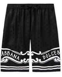 Dolce & Gabbana - Logo-Print Silk-Twill Jacquard Drawstring Bermuda Shorts - Lyst