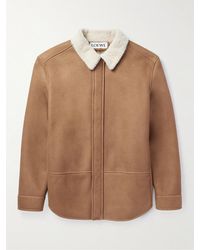 Loewe - Giacca in suede con shearling - Lyst