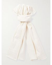 Miles Leon - Brazee Striped Tumbled Cotton And Linen-blend Scarf - Lyst