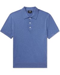 A.P.C. - Gregory Logo-embroidered Cotton And Cashmere-blend Polo Shirt - Lyst