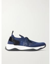 Berluti - Shadow Logo-Embroidered Leather-Trimmed Stretch-Knit Sneakers - Lyst