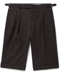 De Petrillo - Slim-fit Pleated Cotton-blend Seersucker Shorts - Lyst